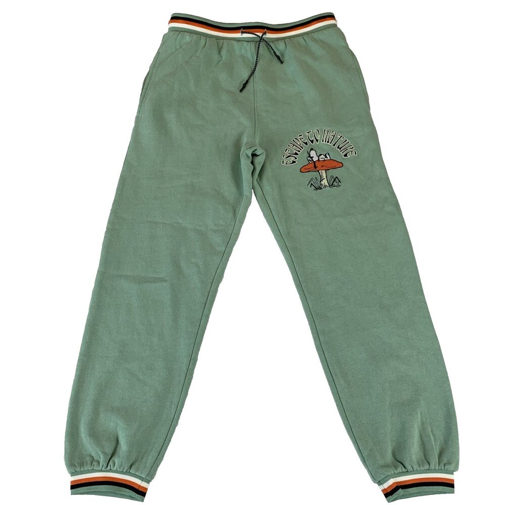 Parks Project x Peanuts Snoopy Green Jogger Sweatpants Sz Small Escape To Nature - Picture 2 of 16